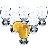 KADAX Juego de 6 vasos de agua, juego de vasos decorativos, vasos de tallo transparente, vasos de jugo de paredes gruesas, vasos de agua, limonada (250ml, marie)